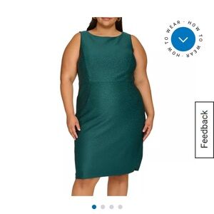 Calvin Klein Women's Green Embellished Scuba Sheath Sleeveless Dress Plus 16W